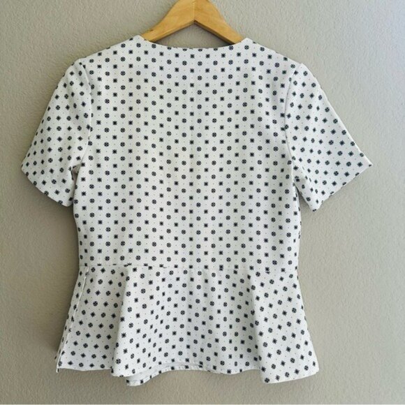 Banana Republic XS Polka Dot Peplum Top White Black Dot Modcore Cottage Chic - Picture 3 of 9